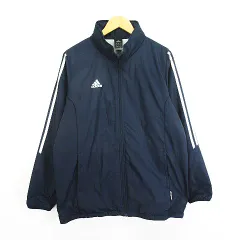アディダス adidas SCHOOL CATEGORY ジャケット アウター 長袖 ジップアップ ライン ロゴ 裏フリース 中綿 M ネイビー スポーツウェア ※EKM