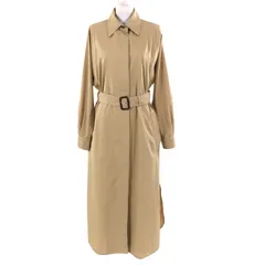 極美品△WEEKEND MaxMara ウィークエンドマックスマーラ 24152210516 コットン ベルテッド ロング ステンカラーコート ベージュ 42 ハンガー付き 正規品 レディース