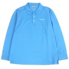 極美品□DIOR ディオール オム 483J835A0931 ロゴエンブロイダリー 刺繍 ロングスリーブ 長袖ポロシャツ ブルー L イタリア製 正規品 メンズ