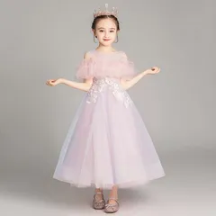 発表会ドレス ピアノ ドレス 子供 フォーマル キッズ チュールワンピース ふんわり感 ロングワンピース 女の子 フレアワンピース ジュニア