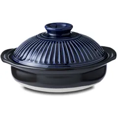 【2025年・正規品】 銀峯陶器(Ginpo Touki) 萬古焼 銀峯 菊花 土鍋 7号 瑠璃釉 ブルー 日本製 46071