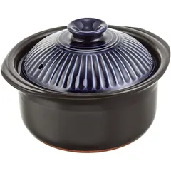 銀峯陶器 菊花 ごはん土鍋 萬古焼 (3合 炊き/瑠璃/二重蓋) 「 土鍋 ご飯 ごはん 鍋 炊飯 銀峯 炊飯鍋 」のサムネイル