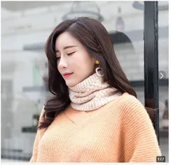 つばめ様専用 [ベージュ/グレー] ネックウォーマー スヌード マフラー