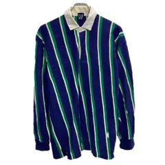 90s OLD GAP 長袖 ラガーシャツ M マルチカラー パープル系 オールドギャップ ストライプ柄 ボタン トップス 春物 a801-5615