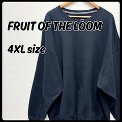 FRUIT OF THE LOOM フルーツオブザルーム スウェット 無地 トップス 長袖 古着 ネイビー 4XL メンズ