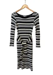 Z1725 rienda リエンダ　ニットワンピース　タイト　ロング丈　レディース　ボーダー　ブラック　ホワイト　グレー　フリーサイズ