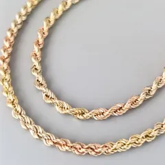 18金 K18 男女兼用 スリーカラー パイプロープネックレス 5.06ｇ 43㎝ E97