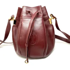 【Bランク】　Cartier カルティエ　ショルダーバッグ　マストライン　巾着バッグ　レザー　ボルドー　（56067）