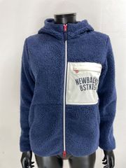 【USED】New Balance ニューバランス ポリエステル ダブルジップ 長袖 パーカー ジャケット ボア ネイビー 紺 レディース 1 M ゴルフウェア