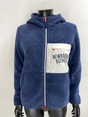 【USED】New Balance ニューバランス ポリエステル ダブルジップ 長袖 パーカー ジャケット ボア ネイビー 紺 レディース 1 M ゴルフウェア