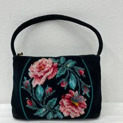 8207　FEILER フェイラー　ハンドバッグ　トートバッグ　ブラック　黒　花柄　フラワー　シュニール織り　小さめ　ミニ　レディース　シンプル　きれいめ