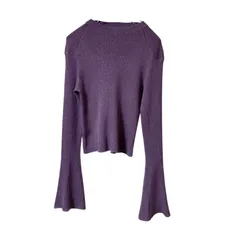 ZM1720【美品】SNIDEL スナイデル ハイゲージラメニットプルオーバー フレアスリーブ パープル サイズF