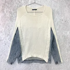 Pauline Bleu ポリーヌブロー デニム ドッキング ニット ホワイト Fサイズ 〇◇のサムネイル