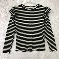ZARA ザラ ボーダーフリル トップス ブラック/ホワイト Mサイズ 〇◇