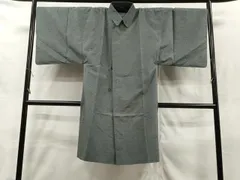 平和屋着物＃男性　和装コート　角袖　ひげ紬地　錆鼠色　正絹　逸品　CAAT5606id