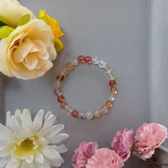 マルチカラービーズブレスレット（16cm）／ハンドメイド・艶あり・元気カラー