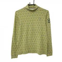 パーリーゲイツ 長袖ハイネックシャツ イエロー×グレー 総柄  レディース 2(L) ゴルフウェア PEARLY GATES
