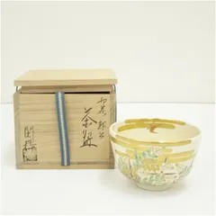 京焼　南口閑粋造　卯花郭公茶碗（共箱）  茶道 抹茶 おしゃれ 抹茶茶碗 抹茶碗 和食器 レトロ 茶器 骨董 茶わん 茶会 茶の湯