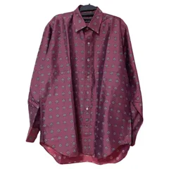 RE332 【美品】ジム・トンプソン（Jim Thompson）長袖　シルク100%シャツ　総柄　えんじ　メンズ　Mサイズ　オシャレ　高級感