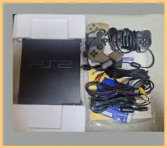 すぐ遊べる PS2 SCPH-10000 箱付フルセット 動作確認済 本体使用感あり コントローラ2個/メモカ/電源AV（付属は画像の物が全て）＋ソフト5本完品美品