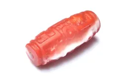 【１点物】マットな質感 南紅瑪瑙(ナンホーン)水晶共生　33x14mm　九眼天珠(貫通穴) ビーズ パワーストーン 天然石 _PC8649