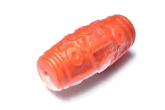 【１点物】マットな質感 南紅瑪瑙(ナンホーン)水晶共生　32x14mm　九眼天珠(貫通穴) ビーズ パワーストーン 天然石 _PC8650