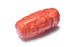 【１点物】マットな質感 南紅瑪瑙(ナンホーン)水晶共生　32x15mm　九眼天珠(貫通穴) ビーズ パワーストーン 天然石 _PC8651