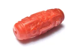 【１点物】マットな質感 南紅瑪瑙(ナンホーン)水晶共生　36x14mm　九眼天珠(貫通穴) ビーズ パワーストーン 天然石 _PC8653