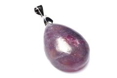 【１点物】シルバー925◇希少共生 ピンクトルマリンインレピドライト　25x19mm　ドロップ ペンダントトップ パワーストーン 天然石 _PC8658