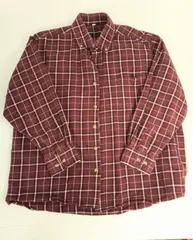 長袖シャツ　ワインレッド　チェック柄　サイズXL【中古品】