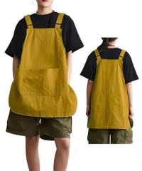 [Harunowa] エプロン かぶるだけ オーバーサイズ 撥水 サイズ調節 2WAY レディース メンズ 前後ポケット おしゃれ 前掛け ショート丈 ワークエプロン 作業用 かわいい (イエロー) [イエロー]