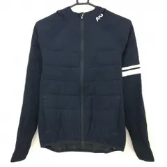 【美品】パーリーゲイツ フード付切替中綿ジャケット ネイビー×白 一部中綿 袖ライン レディース 2(L) ゴルフウェア PEARLY GATES