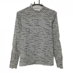 パーリーゲイツ 長袖ハイネックシャツ 白×黒 ロゴ総柄 メッシュ  レディース 1(M) ゴルフウェア 2024年モデル PEARLY GATES