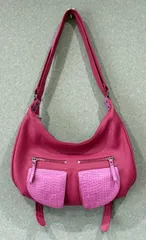 【2way  ショルダーバッグ】クロコダイル  牛革  ピンク  レザー  リュック