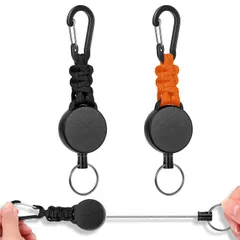 [SODOI] 2個セット リールキーホルダー カラビナ付き 多機能 超軽量 伸縮性リール式キーリール 紛失防止 吊り下げ名札 キャンプ ハイキング 釣りアウトドア用