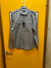【G5-12】△ BURBERRY BLACK LABEL サイズ2 長袖シャツ　グレー　メンズ