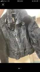 ブラック フリース ファー ライダースジャケット