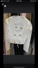 白ツイード クロップド ジャケット ゴールドボタン