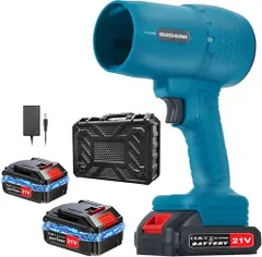 ブロアー 洗車 充電式 超強力ブロワー 21V 2000mAh大容量バッテリー2個搭載 充電式エンジンブロワー 15000rpm 電動エアダスター 電動エアダスター 庭掃除 除雪/洗車/キーボード/パソコン/バーベキュー 日本語説明書付き ブルー★m