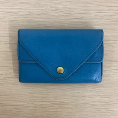 ÷3 イルビゾンテ 折り財布 ミニ財布 カードケース 小銭入れ 黒 レザー イタリア製 ブルー【財布】【1】