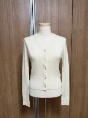 ノーブランド VEGETABLE リブド Vネック ゴージ カーディガン (アイボリー) - 未使用 新品