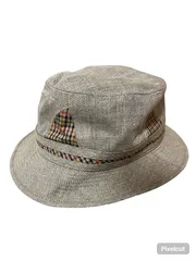 RE341 【美品】DAKS ダックス　バケットハット　ヘリンボーン　チェック柄　ベージュ　メンズ　サイズL 58cm