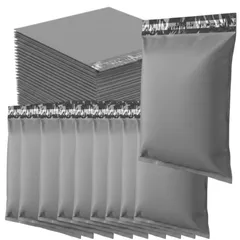 UTST 梱包 袋 宅配ビニール袋 100枚 色付き 宅配袋 郵便 ふくろ 梱包用資材 テープ付き (灰色100枚L) [灰色100枚L]