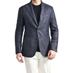 BARBA バルバ / JACKET JIMMY テーラードジャケット 段返り3Bシングル 春夏 メンズ ヴァージンウール シルク チェック ネイビー イタリア製 434165のサムネイル