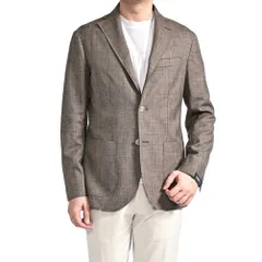 BARBA バルバ / JACKET JIMMY テーラードジャケット 段返り3Bシングル 春夏 メンズ リネン ヴァージンウール ブラウン イタリア製 434105のサムネイル