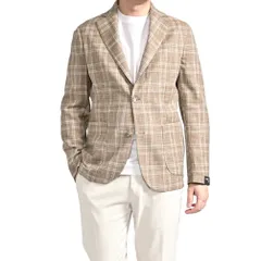 BARBA バルバ / EASY J MONO テーラードジャケット 2Bシングル 春夏 メンズ  LORO PIANA ヴァージンウール コットン チェック ライトブラウン イタリア製 434187のサムネイル