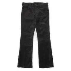珍品 リー Lee 70s 70年代 Leens フレアパンツ ベルボトム ブーツカット ベルベット ベロア TALON USA ヴィンテージ アメリカ 古着 メンズ ブラック 黒 W37 L35相当【中古】