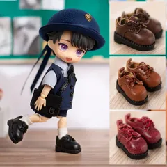 4色からお選び　オビツ11 ドール靴 ob11 革風レースアップシューズ 撮影小物 ぬい撮り 人形用 12分ドール 12分の1 ねんどろいどどーる 男の子 女の子兼用 革風 フェイクレザー 靴底しっかり 丸みトゥ クラシカル風 ローファー