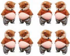 【4枚セット（合計8匹）】おなかぷにぷにシール 3Dステッカー マシュマロ・もちもち・ぷくぷく 犬モチーフ デコシール スマホケース・シール帳・ノートPC用