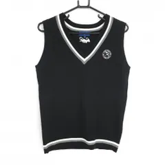 【超美品】アーノルドパーマー ニットベスト 黒×白 ケーブル編み Vネック  レディース O ゴルフウェア Arnold Palmer